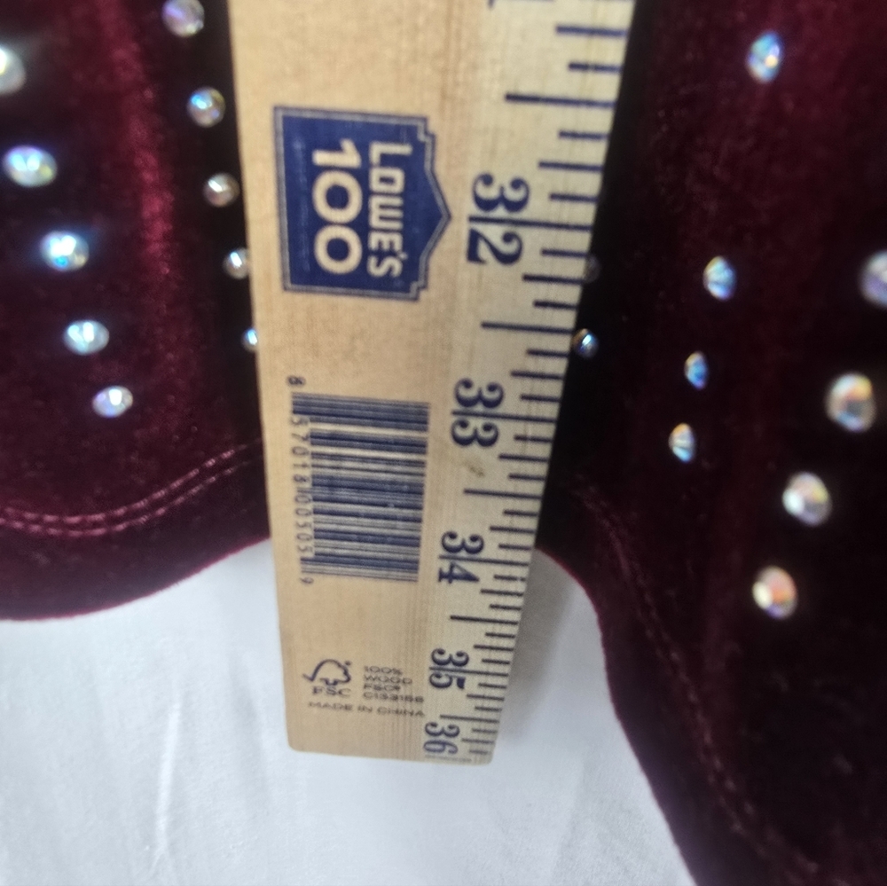 Windsor Elegant Burgundy Studded Long Sleeve Wrap Dress Sz M - Picture 9 of 13